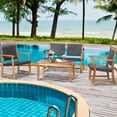 thumbnail image 3 of Patiojoy 4PCS Patio Rattan Furniture Set Cushioned Loveseat & Table Set w/Acacia Wood Frame, 3 of 5
