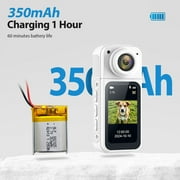Mini Action Camera 64GB ,Thumb POV Portable Body Cam Wearable Video Recorder, Helmet Mount, Magnetic Sport DV for Cycling, Motorcycle ,Pet, Vlog (White)