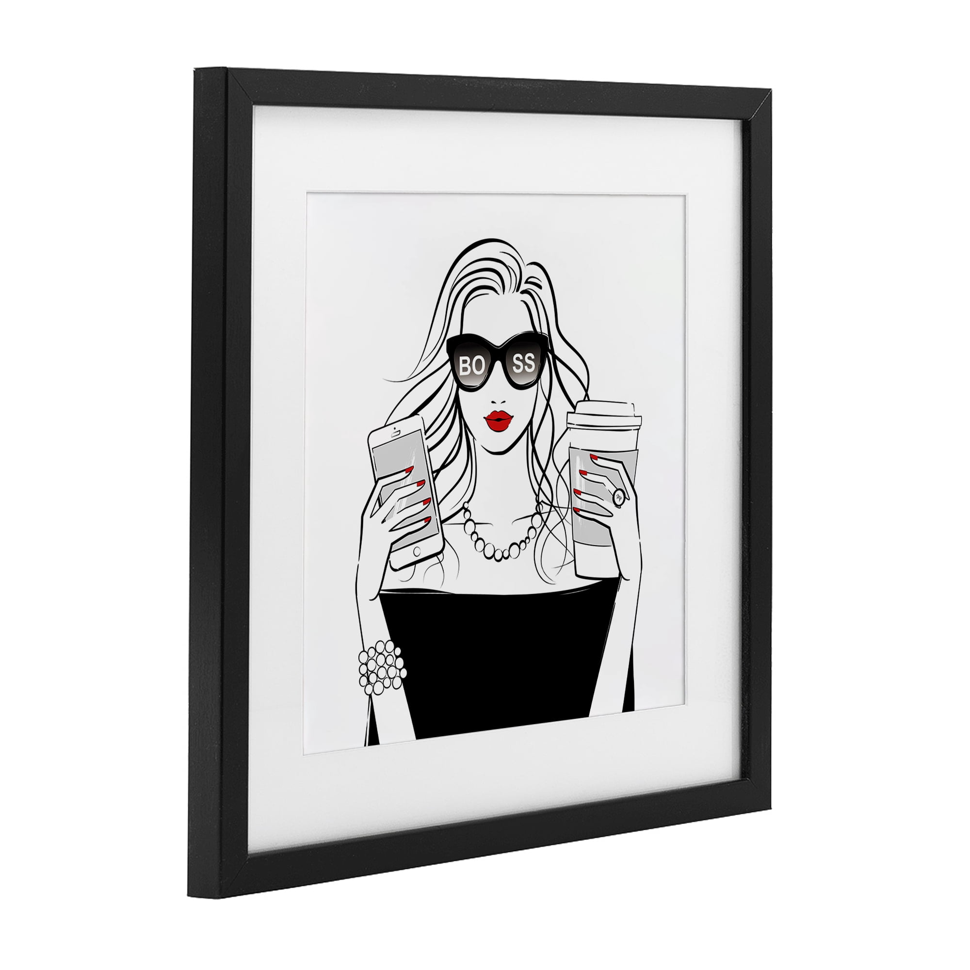Stupell Industries Chic Boss Morning Coffee Moment Black Framed Print Under Glass, design by Martina Pavlova