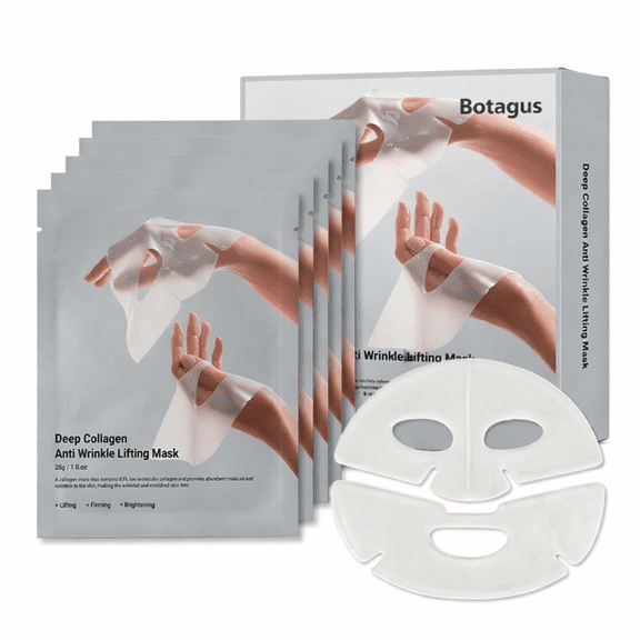 Botagus Deep Collagen Face Mask, Hydrogel Facial Sheet Mask for Hydrating Skin Care, Moisturizing Jelly Mask with Collagen, Sodium Hyaluronate & Peptide, Korean Skin Care Mask for Smoother