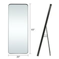 thumbnail image 4 of Aluminum Alloy Full-length Mirror Round Corner Deep Mirror 63"x20",with Bracket,Black, 4 of 7