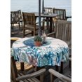 thumbnail image 2 of Outdoor Tablecloth with Umbrella Hole for Patio/Picnic/Party/Camping, Teal Sea Turtle Waterproof Table Cloth Round Cover Washable, Coastal Summer Beach Coral Seaweed Wood (Dia 54"), 2 of 8