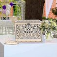 thumbnail image 3 of Rustic Hollow Wedding Card Box Wooden Wedding Card Box With Lock And Card Sign For Wedding And Baby Shower Parties, 3 of 3