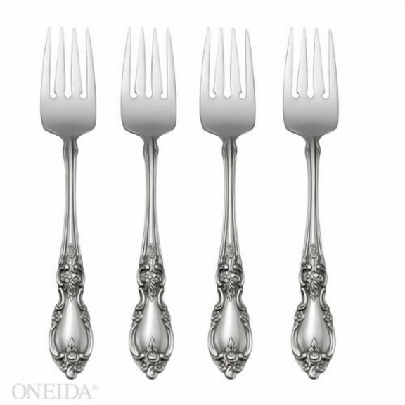 Oneida Louisiana Fine Flatware Salad Forks, Set of 4, 18/10 Stainless Steel