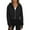 Black, variant on Women's Fashion Casual Hooded Zip Padded Long Sleeve Solid Colour Sweatshirt for Fall and Winter, Fleece Lined, Winter Clothes for Women,Army Green,L