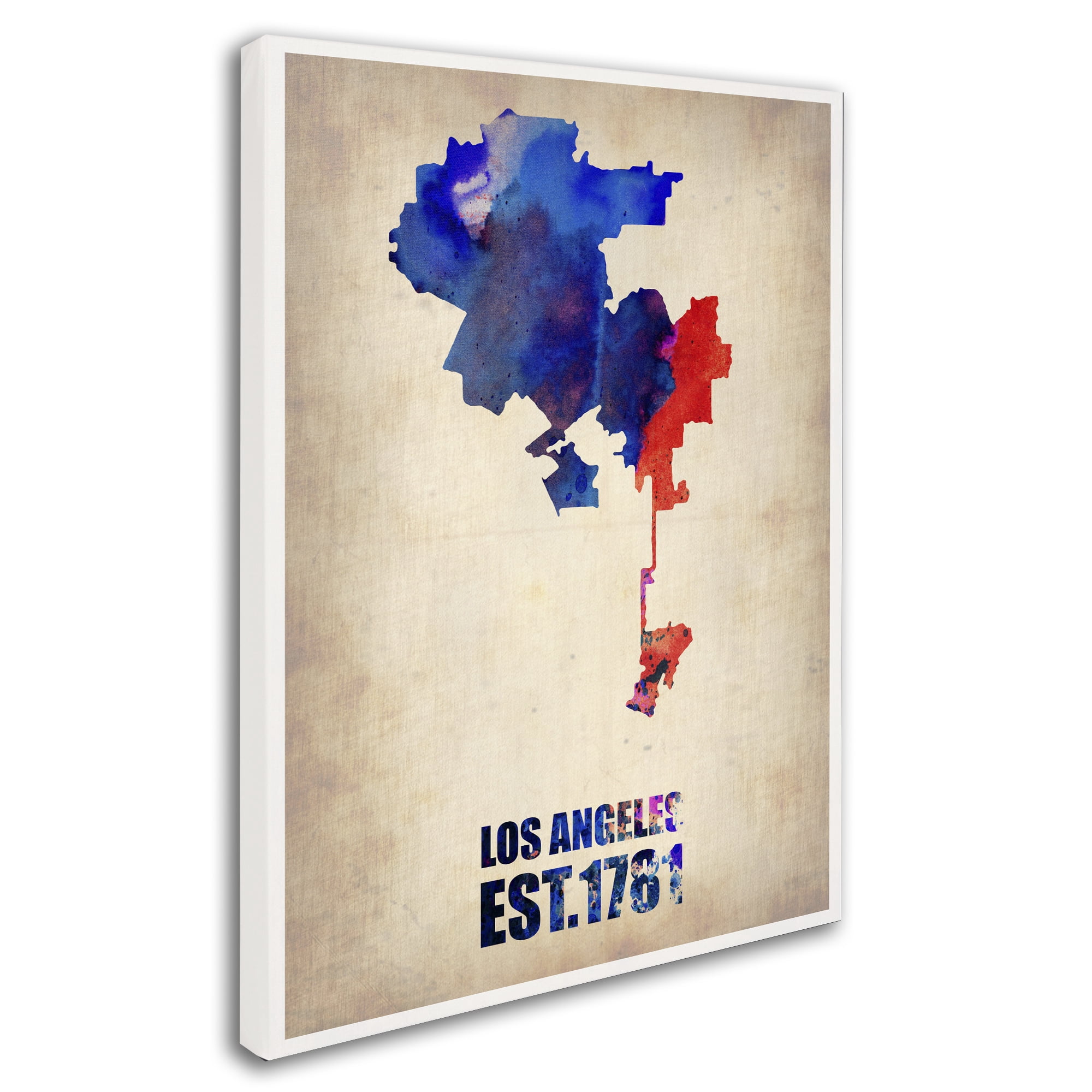 Trademark Fine Art "Los Angeles Watercolor Map 2" Canvas Art by Naxart