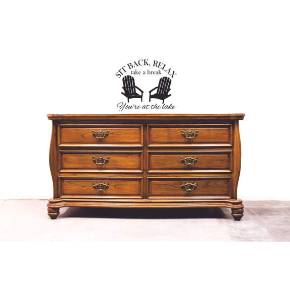 Cool Wall Art Lettering Quotes Decal - Sit Back Relax Take Break You're At The Lake | DIY Removable Cabinet Vinyl Living Room Sticker Decoration 20" x 40"