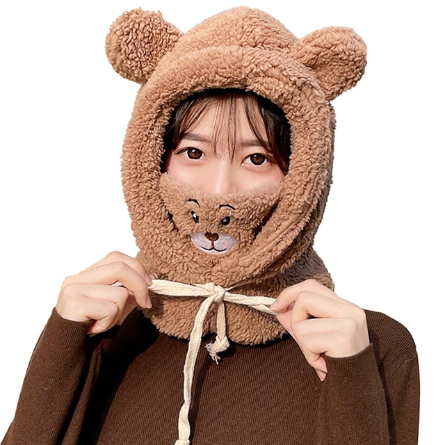 Gorros con capucha de piel sintética de invierno, bufandas y guantes.