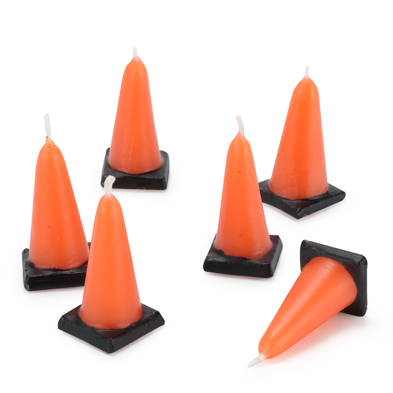 Construction Cone Moulded Candles 6 Pack Racing Birthday Party Supplies 