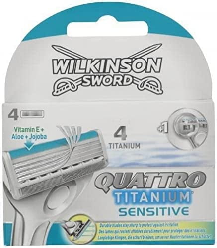 medeleerling Streven nogmaals Wilkinson Sword Quattro Titanium Sensitive Razor Blade, 4 Count -  Walmart.com