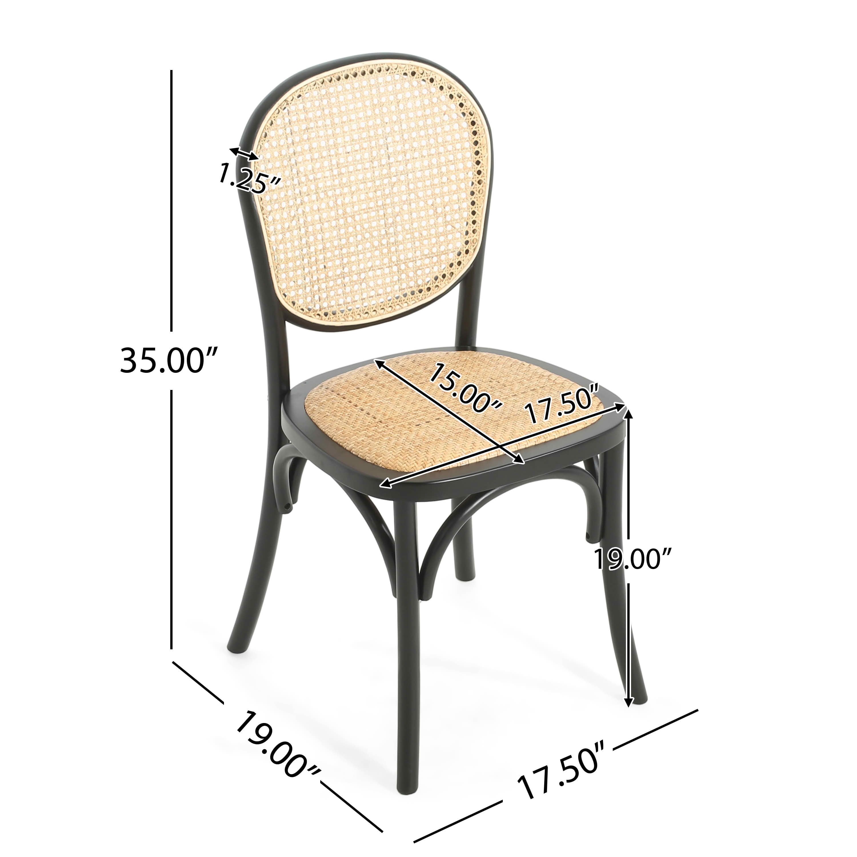 MAYEERTY Set of 2 Vintage Rattan Dining Chairs with Birch Wood Frame, No Assembly Needed