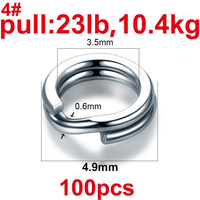 100 Uds. Anillos partidos de Pesca 3,7-14MM manivela cebo duro Snap plata acero inoxidable doble bucle abierto carpa pesca señuelo Pesca Tan Jianjun unisex
