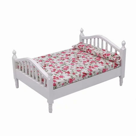 - Akoyovwerve DIY Mini Wooden Miniatures Bedroom Furniture Single Bed Baby Dolls Dollhouse Set for Children Dollhouse Decor Toy Gift