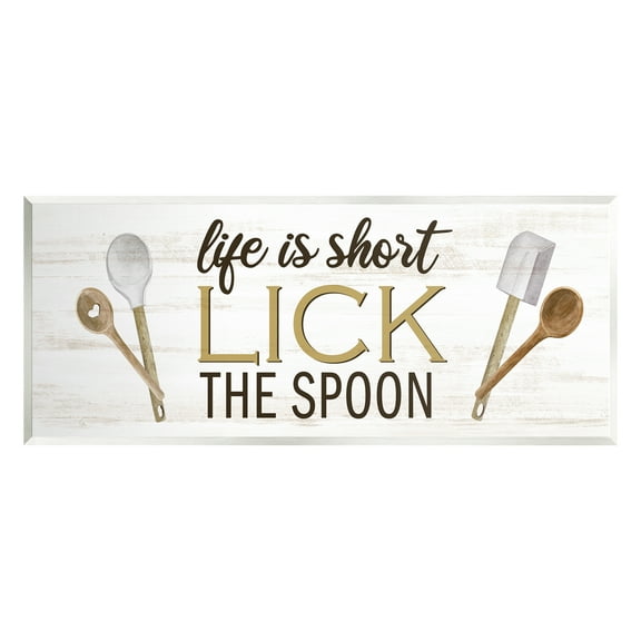 Stupell Industries Lick the Spoon Kitchen Food & Beverage Painting Unframed Art Print Wall Art, 17 x 7