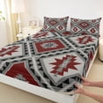 thumbnail image 3 of jejeloiu Ancient Bohemian Aztec Full Size Sheets,Rustic Western Tribal Bed Sheets,Red Gray Sheet Sets For Adults,Microfiber Bedroom Decor,4pcs, 3 of 7