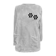 thumbnail image 3 of Black and Friday Deals 2023 Cotonie Solid Color Printed Round-Neck Fuzzy Fleece Pullover for Women Thick Thermal Sweather Warm Plush Long Sleeve Surcoat with Pockets,Gray,M, 3 of 3