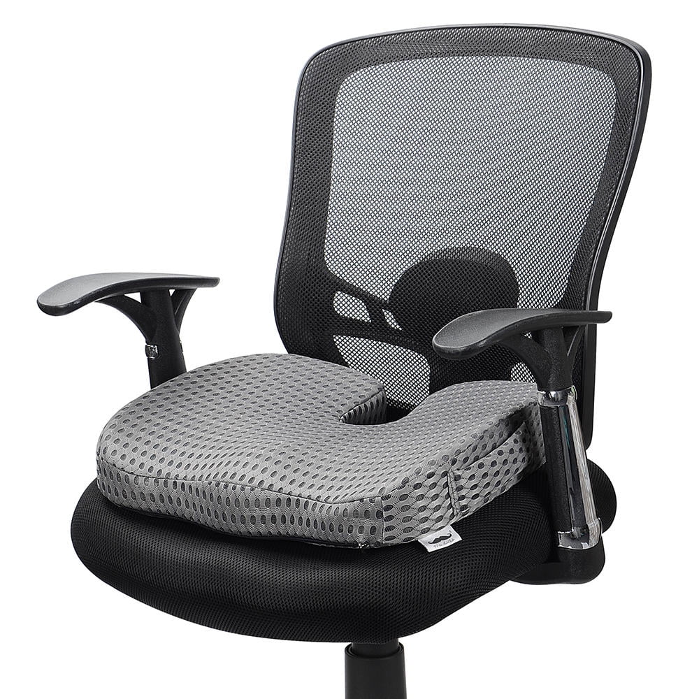 Moustache Cool Gel Memory Foam Office Chair Pad Breathable Mesh Comfort Seat Cushion Grey