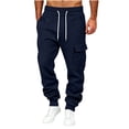 thumbnail image 2 of ersvoioy Cargo Sweatpants for Men with Pockets Casual Elastic Waist Drawsting Cinch Bottom Jogger Sweat Pants Solid Workout Trousers Outdoor Navy L, 2 of 5