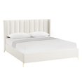 thumbnail image 2 of Montrell Upholstered Linen Queen Size Wingback Platform Bed, Light Beige, 2 of 7