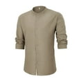 thumbnail image 3 of 2DXuixsh Long Sleeve Dressy Shirts Beach O Neck Casual Sleeve Men's Solid Top Blouse Fashion Long Button Men's Blouse Button Collar Fitted Dress Shirts for Men Army Green Xl, 3 of 9