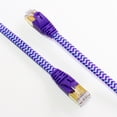 thumbnail image 3 of Tera Grand - CAT7 10 Gigabit Ethernet Ultra Flat Patch Cable Modem Router LAN Playstation Xbox - Built with Gold Plated, Shielded RJ45 Connectors Nylon Braided Jacket, 25 Ft Purple and Blue, 3 of 3