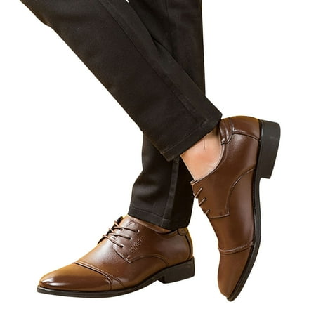 Oyedens Leather Oxford Dress Shoes for Men Fashion Casual Lace up Derby Wingtip Business Work Oxfords