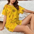 thumbnail image 4 of Pofeuu Sun Flowers Print Women's Pajama Set Short/Shorts Soft Button PJs Elastic Drawstring Waist Sleepwear-XX-Large, 4 of 6