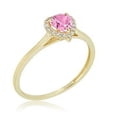 thumbnail image 6 of AVORA 10K Yellow Gold October Birthstone- Pink Sapphire with Simulated Diamond CZ Heart Halo Fashion Ring  - Size 6.5, 6 of 6