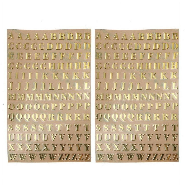 2 Sheets Shiny Letter Gift Alphabet Sticker Self Adhesive Letters Gold  Silver 
