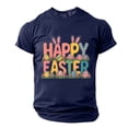 thumbnail image 3 of Camisa Casual de Cuello de la Tripulación de la Impresión de Pascua de Manga Corta de Verano Top Ligero de Poliéster para los Hombres, Camiseta de Manga Corta para el Uso Diario de Primavera Verano, 3 of 8
