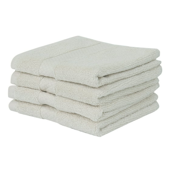 Better Trends Washcloths For Body And Face, 100% Cotton, Soft, Absorbent, Zero Twist Cotton Baby Wash Cloth, Shower, Travel, Ivory Small Towel, 12"X12", 4 Pack