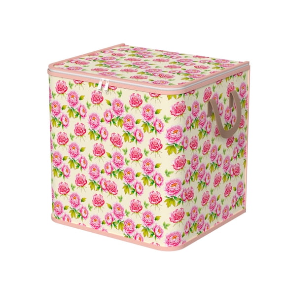 Yhmxh 76L Extra Large Moving Bags Heavy Duty with Zippers & Carrying Handles, Cottagecore Flower Collapsible Durable Storage Bags Moving Boxes for Closet Organizers and Storage