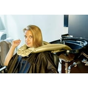 Inflatable Shampoo Funnel Cape for Washing Hair in Any Chair and Basin. Gold Portable Tray Device to Use in Salon, at Home, Nursing Home or Hospital to Keep Clothes Dry! Pump Included!