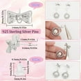 thumbnail image 2 of 1 Box 20 Sets 925 Sterling Earring Studs With Loop Earring Posts Findings Silver Rhinestone Bowknot Earring Post Stud With Hole Bulk, 2 of 6