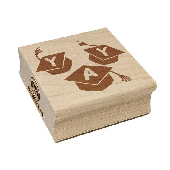 Graduation Caps Yay Graduate Congratulations Square Rubber Stamp Stamping Scrapbooking Crafting - Small 1.25in