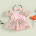 thumbnail image 2 of Bébé bébé Fille Robe Romper avec Arc Bandeau Manches Bulle Floral Jupe Sundress, 2 of 6
