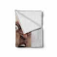 thumbnail image 2 of Humor Soft Flannel Fleece Throw Blanket, Why You No Wake Me up Internet Meme with Complaining Oversleep Face and Watch Image Print, Cozy Plush for Indoor and Outdoor Use, 50" x 70", Tan, by Ambesonne, 2 of 6