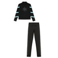 thumbnail image 5 of Yeahdor Kids Girls Athletic Sports Outfit Sparkling Jacket with Pants Set Teens Gymnastics Tracksuit Yoga Skating Costume Light Blue 10, 5 of 6