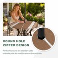 thumbnail image 4 of Round Outdoor Tablecloth with Umbrella Hole and Zipper, Vintage Dark Brown Striped Tablecloth with Elastic Waterproof, Farmhouse Modern Stripes Boho Patio Table Covers for 55" - 60" Pool Tables, 4 of 9