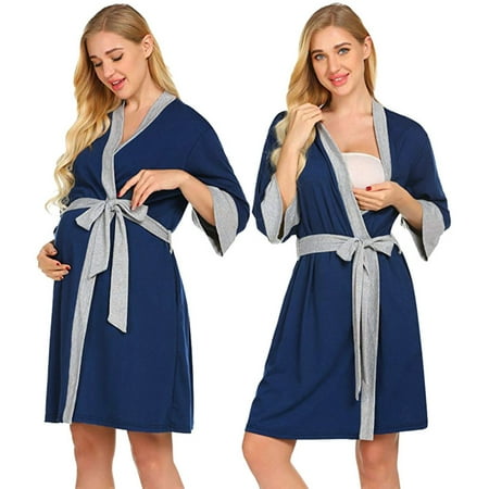 

Tangnade Plus Size Maternity Dress Fashion Maternity Nursing Robe Delivery Nightgowns Hospital Breastfeeding Gown
