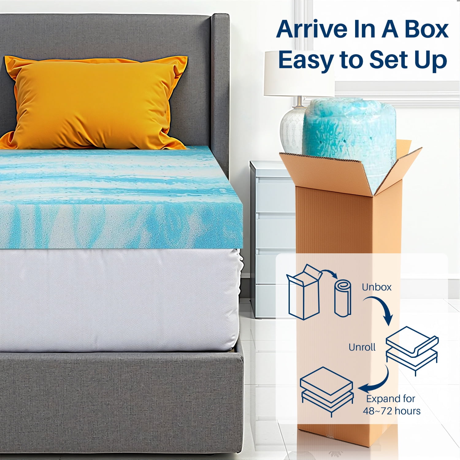 3 inch Full Gel Infused Mattress Topper, Memory Foam Mattress Topper