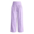thumbnail image 7 of Einccm Womens High Waisted Wide Leg Pants - Checkered Casual Plaid Trousers with Pockets - Comfy Smocked Waist Flowy Bottoms for Vacation or Daily Wear, 7 of 7