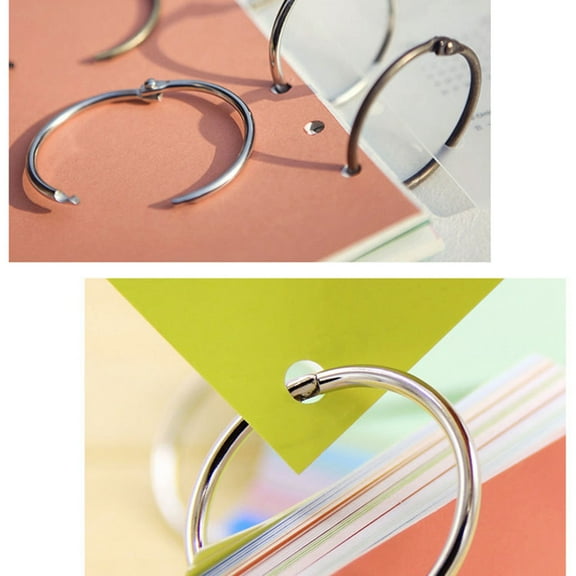 WORGEOUS 50 Pcs Circle DIY Photo Album Rings Home Rings Office 2.00X1.50X0.20CM Silver