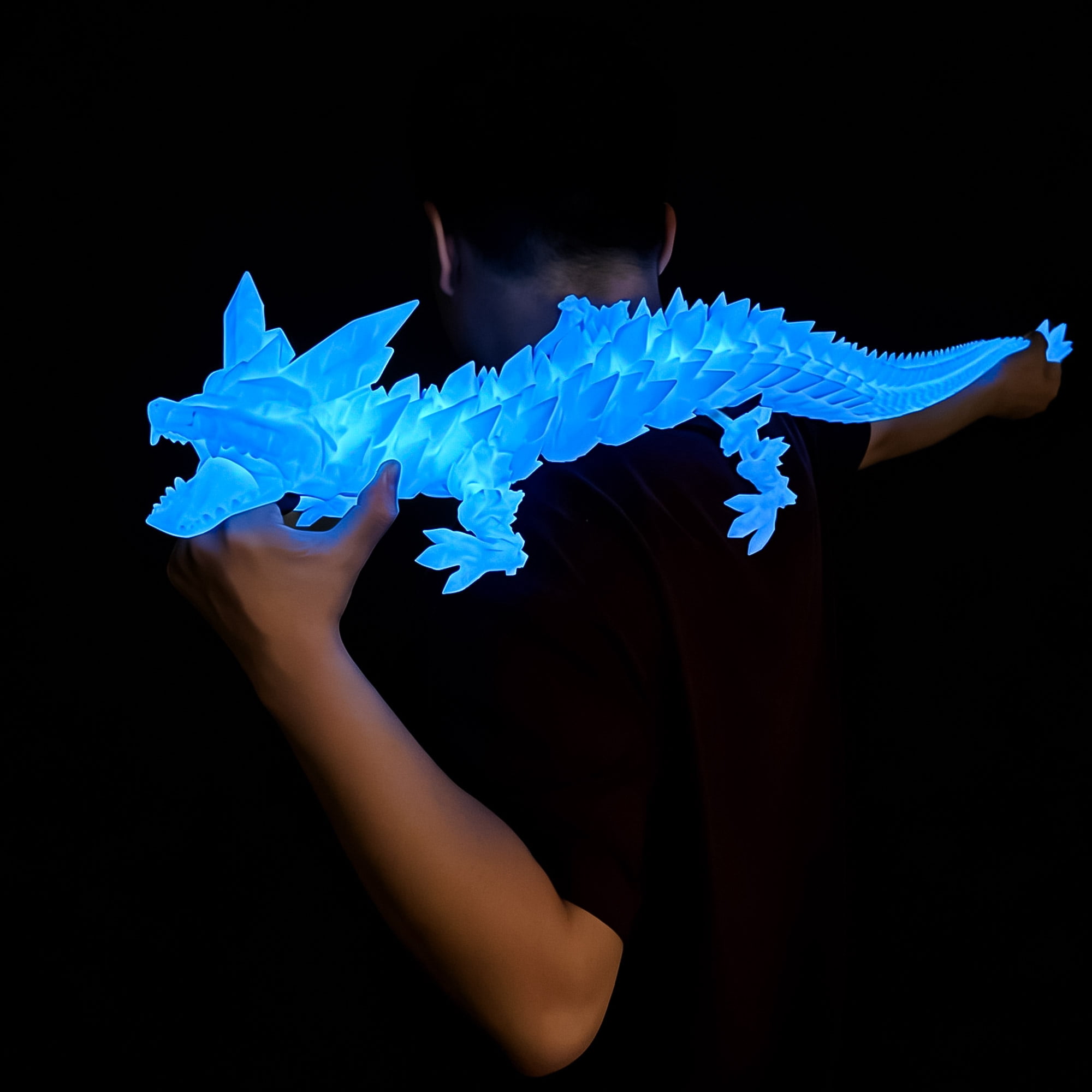 48.82inch 3D Printed Crystal Dragon,Flexible Joint Animal lacertid Figurines,Realistic Eyes, Home Office Decor,Fidget Toy for Adults Teens Boy Festival Gifts
