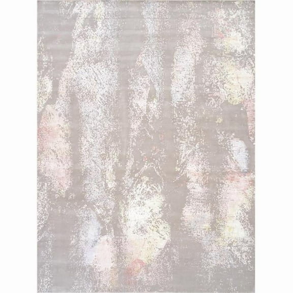Modern 9' X 12' Hand-Knotted Silk & Wool Taupe/Multi Rug - All Ages, Indoors