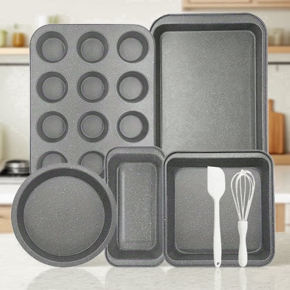 CHEF LANG Baking Pans Set,Stackable Bakeware Set,Nonstick Baking Sheet Set for Oven,Complete Bakeware Set,Dishwasher Safe,Gry