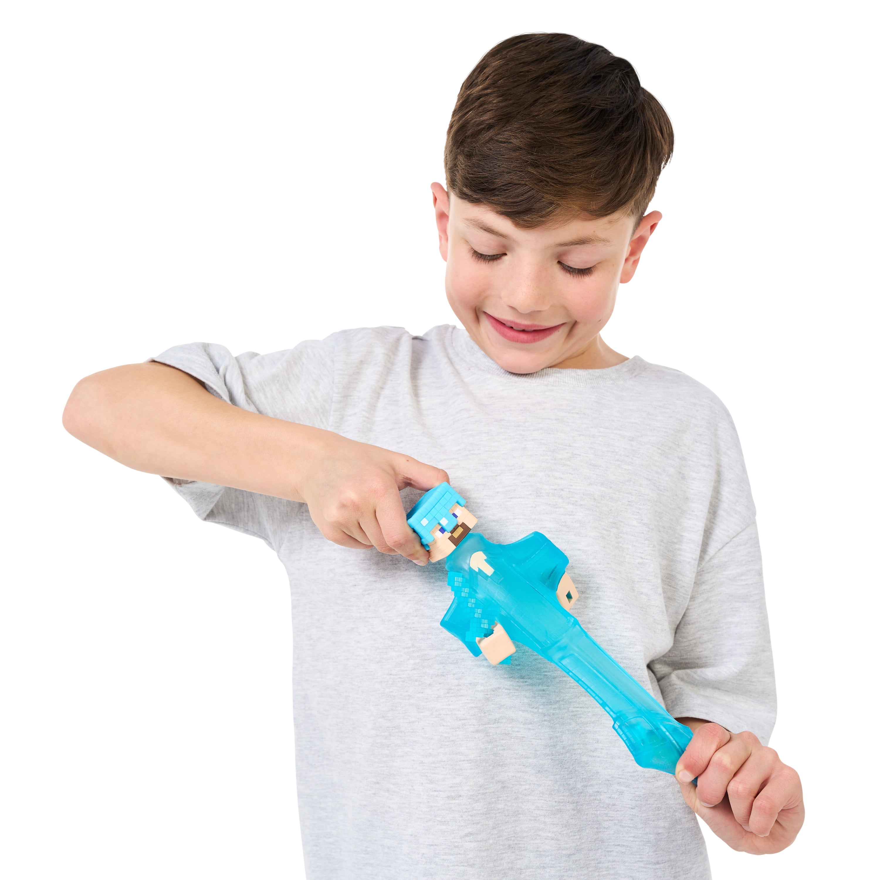 Heroes of Goo Jit Zu Minecraft Stretchy Characters, Steve with Diamond Armor & Sword, Ages 4+