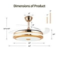 thumbnail image 3 of Jacgood 42-inch Retractable Blade Ceiling Fan with Dimmable 3-Color LED Light, 6-Speed Quiet Reversible DC Motor, Fandelier for Bedroom Living Room Kitchen, Gold, 3 of 6