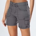 thumbnail image 2 of Shorts for Women Solid Color Pocket High Waist Retro Outdoor Casual Shorts, 2 of 6