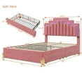 thumbnail image 3 of uhomepro Upholstered Platform Bed Frame with 4 Drawers and LED Lights, Full Size Bed Frame with Wood Slats Support, Heavy Duty Full Bed Mattress Foundation, No Box Spring Needed, Pink, 3 of 9